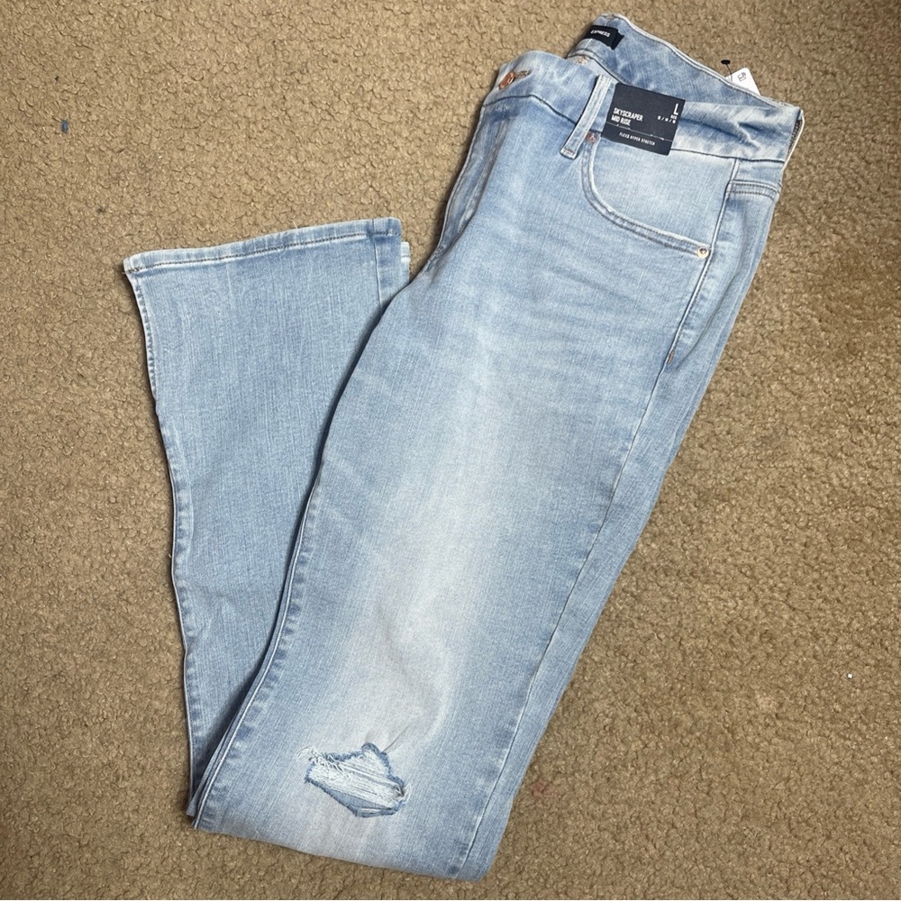 Express Women’s Skyscraper Mid Rise Flex Hyper Stretch Jeans Large Regular